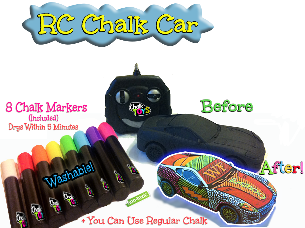 RC Chalk Car plus 8 Washable Chalk Markers